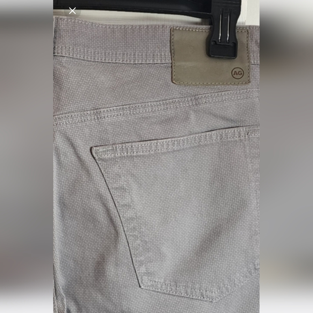 AG Adriano Goldschmied slim straight leg pants 34X34 soft gray triangle print